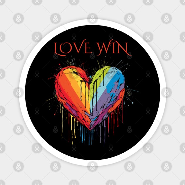 Love Win, LGBT Heart, pride month, minimalistic, queer Magnet by Pattyld